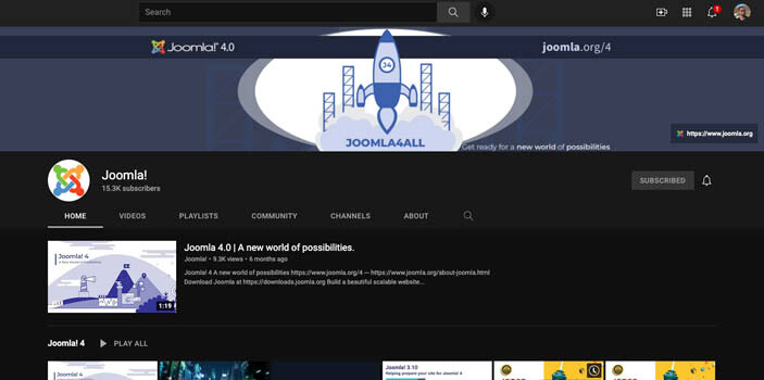 Joomla! YouTube Channel