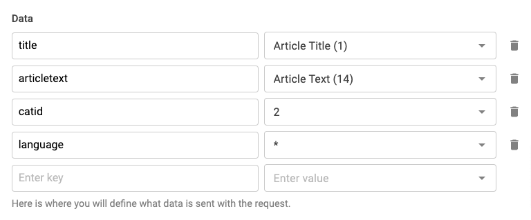 convertforms webhooks create article data