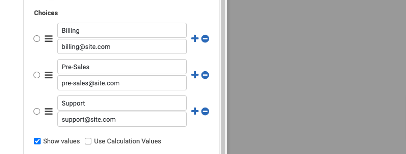 department field separate values