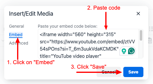 add yt video insert embed 2