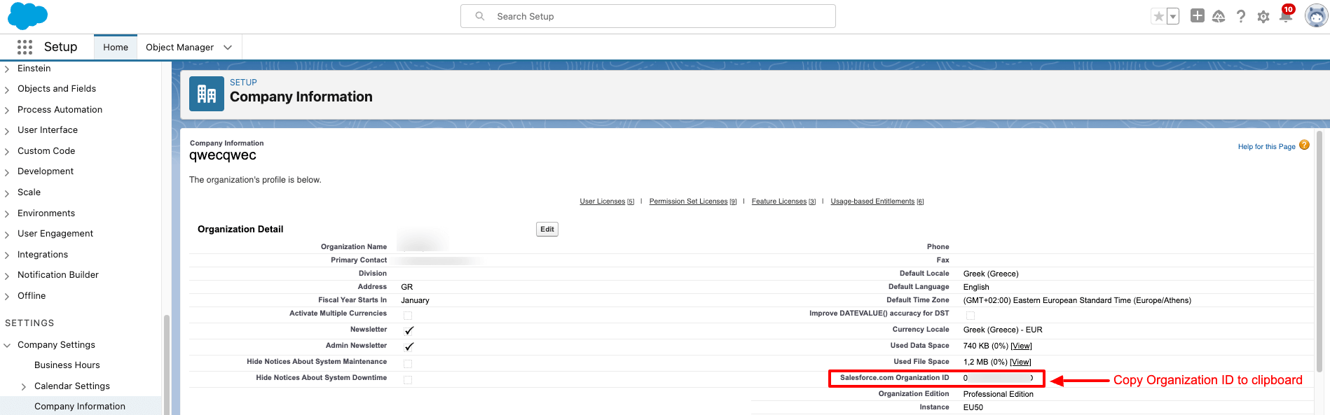 Find and copy your Organization ID