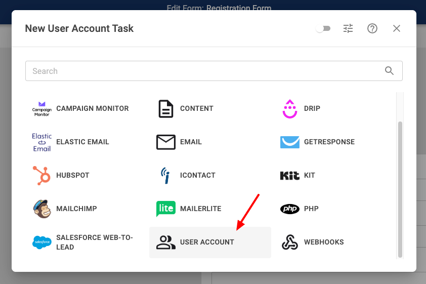 Select User Account App