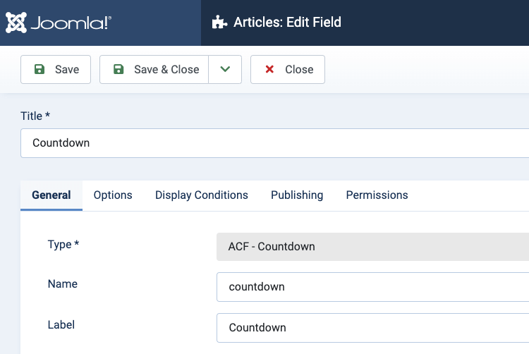 acf countdown field settings