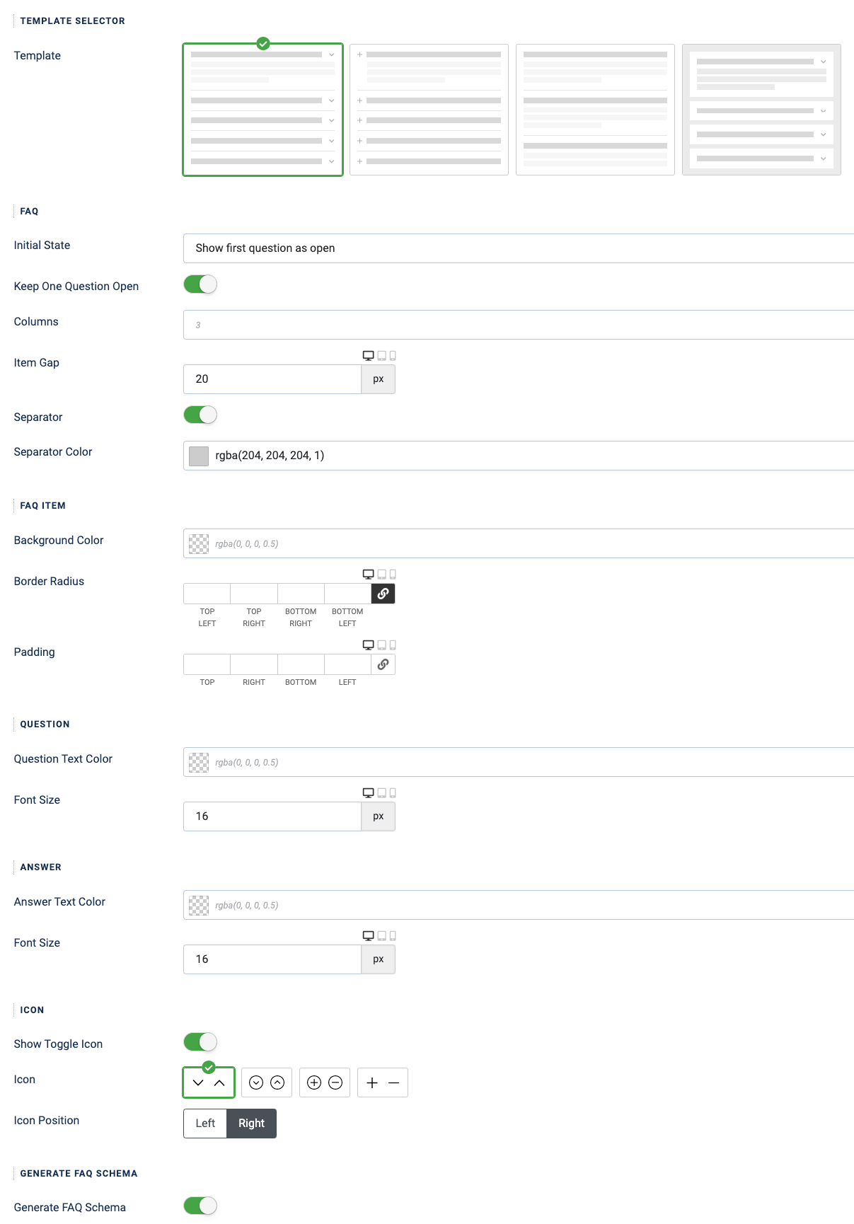 acf faq field settings