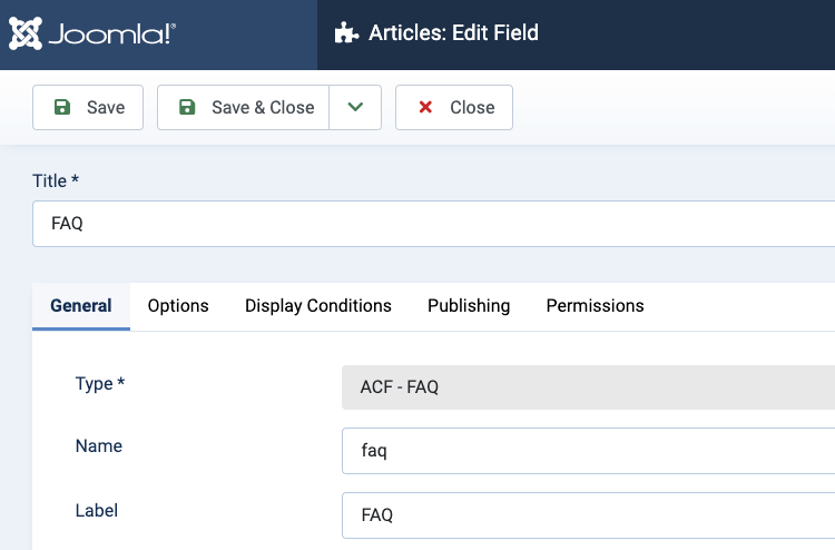 acf faq field settings