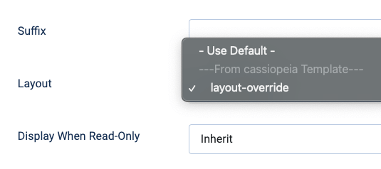 Select Custom Field Layout Override