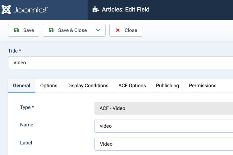 acf video field settings