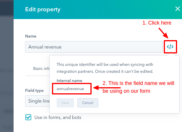 hubspot custom field name