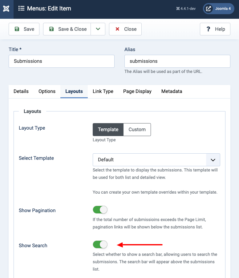 Display Form Submissions on Front End Show Search Bar