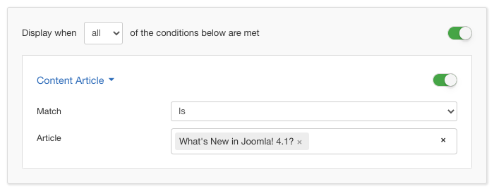 Content Article Display Condition