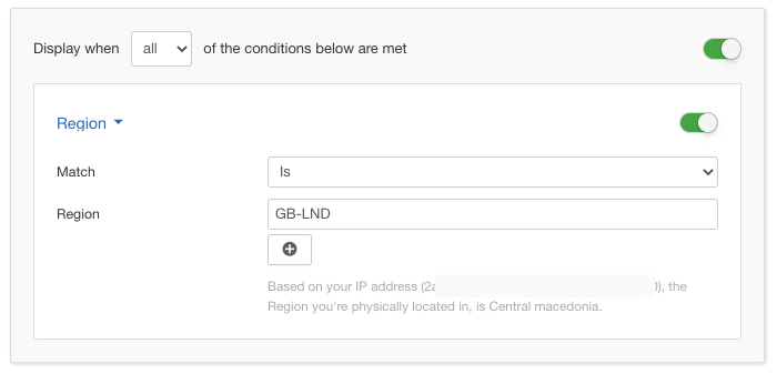 Region Display Condition