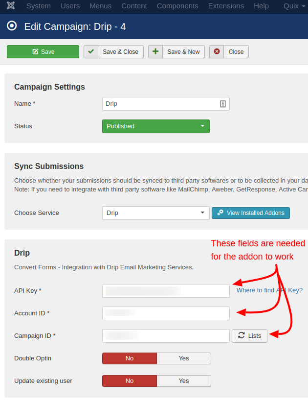 drip campaign convert forms