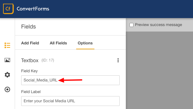 drip custom fields social media url