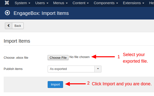 how to import your engage boxes