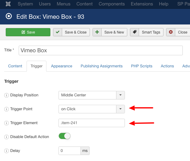 set onclick event and menu class