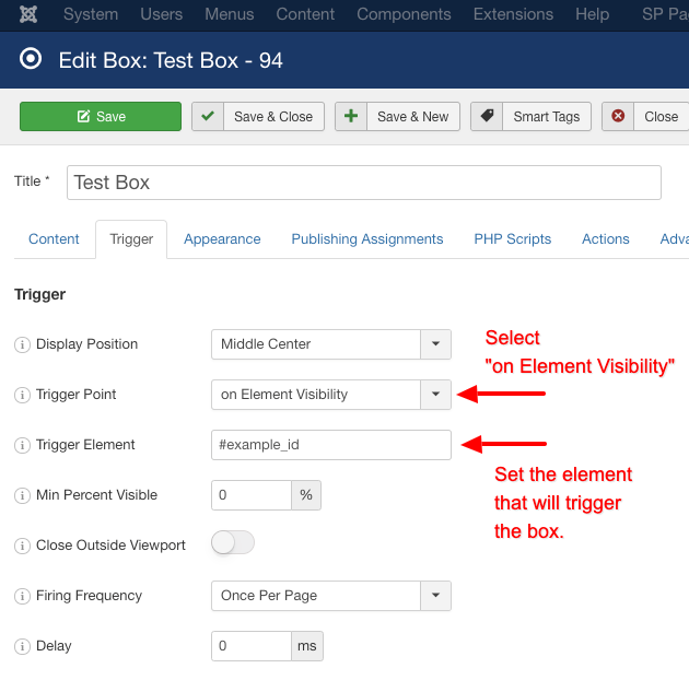 EngageBox > Trigger Box on Scroll by Element