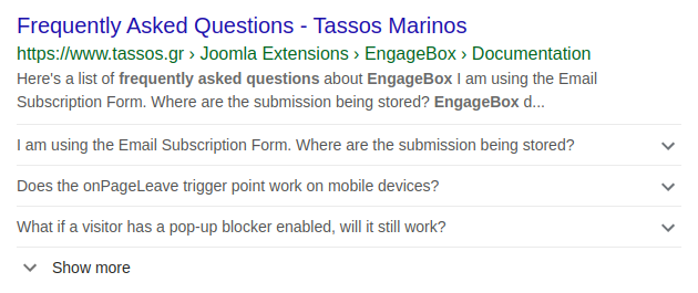 faq google results