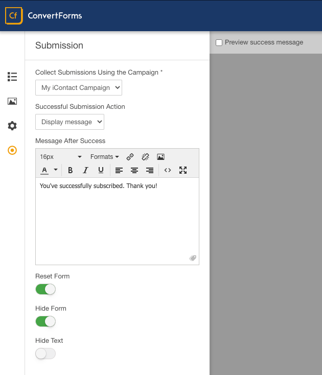 icontact convert forms assign