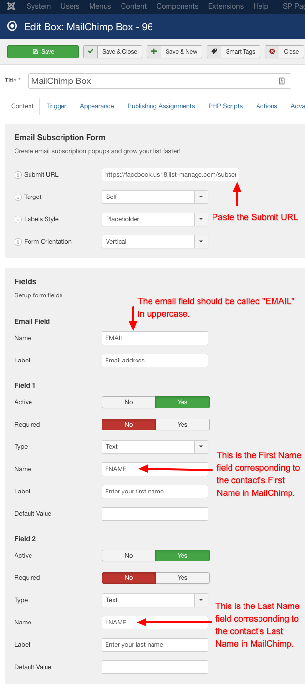 mailchimp engage box setup