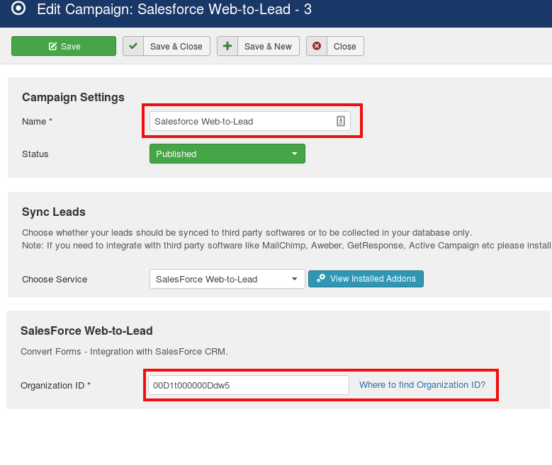 salesforce campaign convert forms