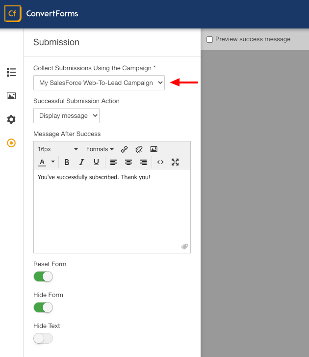 salesforce convert forms assign