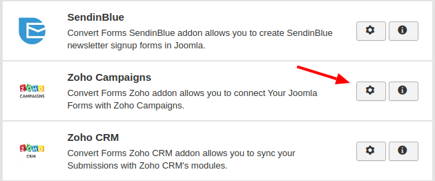 zoho campaigns convert forms addon