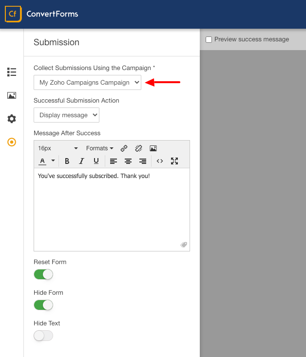 zoho convert forms assign